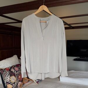 Light Taupe Gray Long Sleeve Blouse